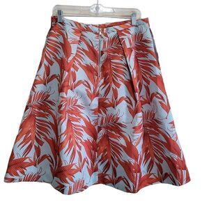 H&M Tropical blue & orange High Waist Skirt with Pockets Sz 12